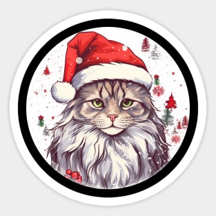 Maine Coon Cat Xmas, Love Cats Sticker